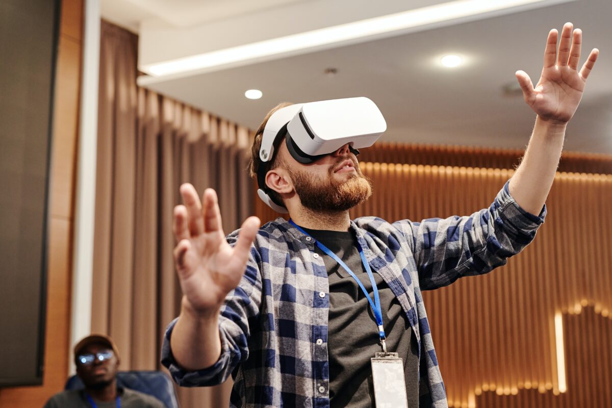 Man using VR headset for marketing purposes